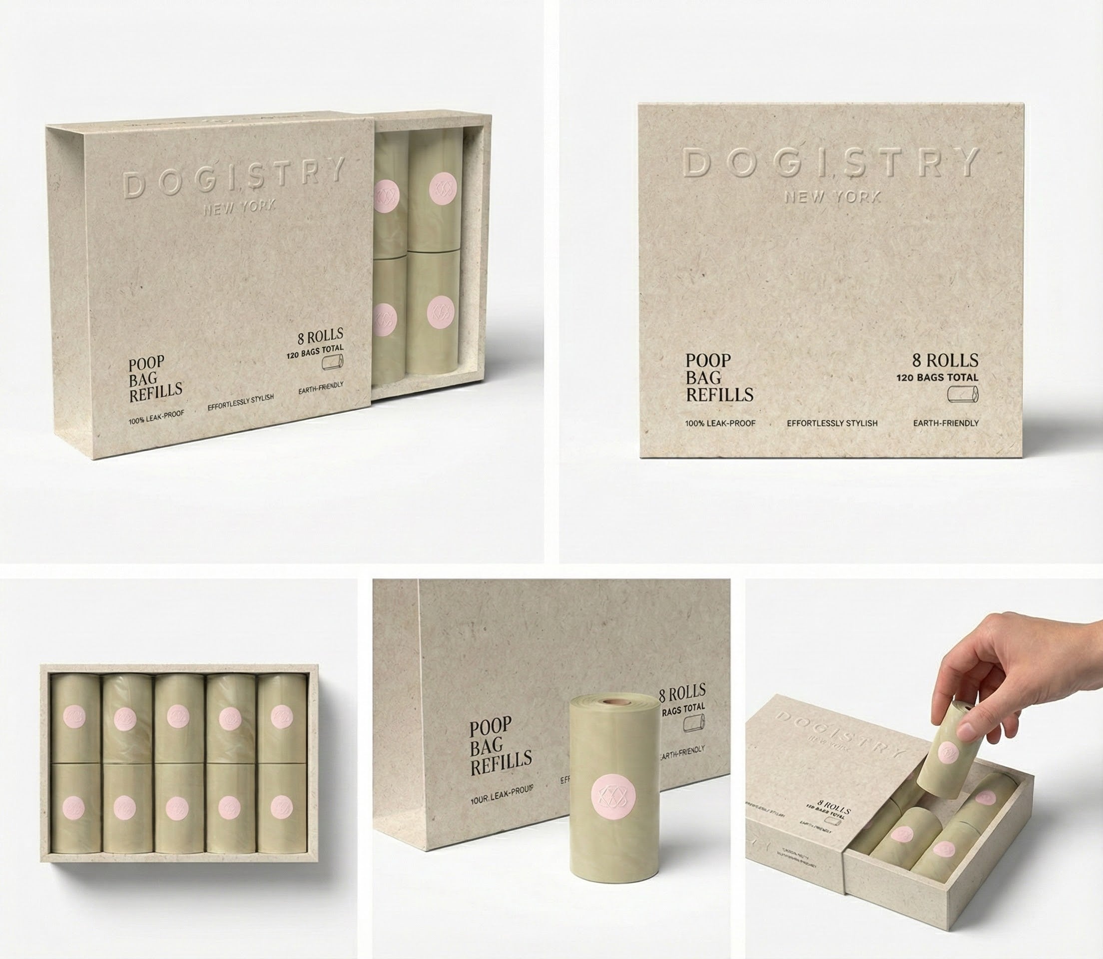 Dogistry poop bag refills packaging on a white background